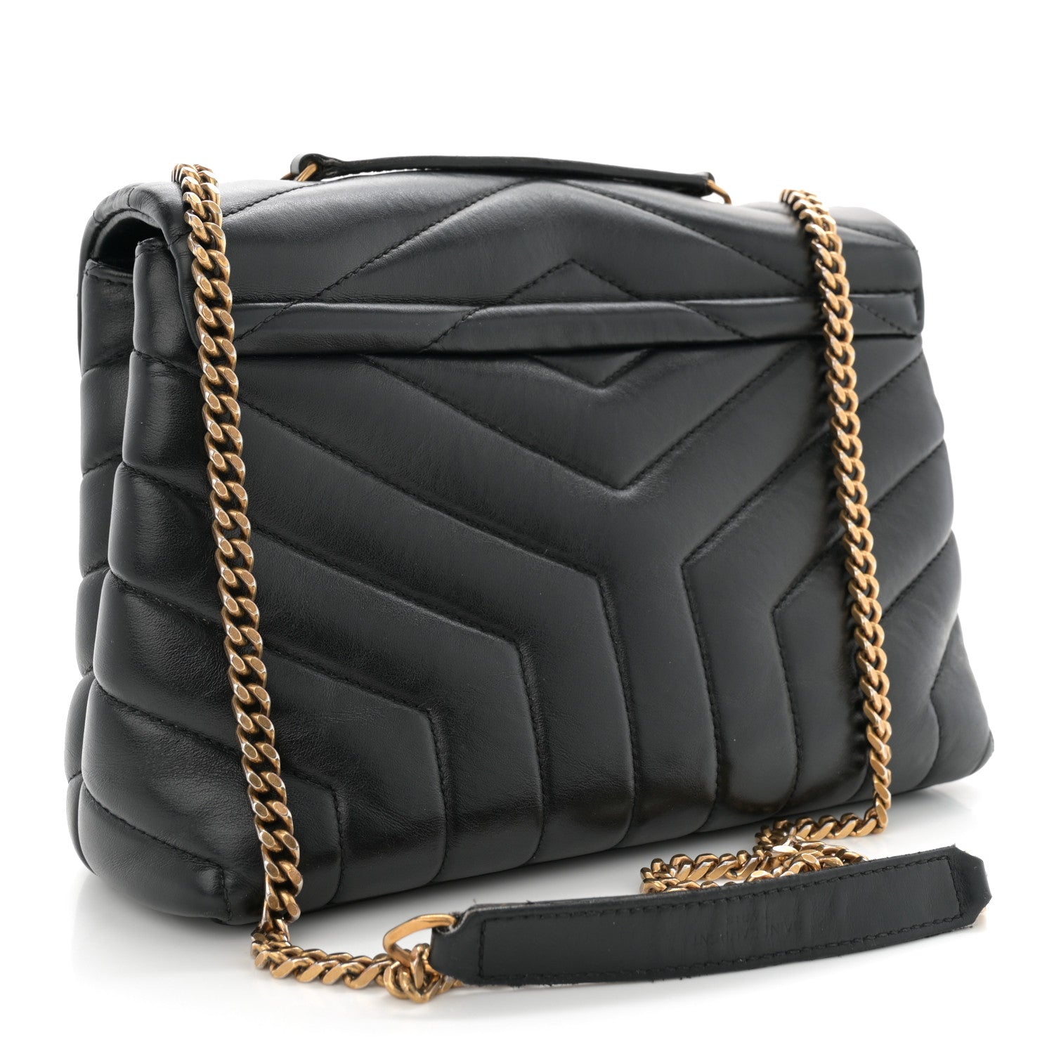 Saint Laurent Calfskin Y Quilted Monogram Small Loulou Chain Satchel Black 3 of 13