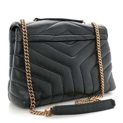 Saint Laurent Calfskin Y Quilted Monogram Small Loulou Chain Satchel Black 3 of 13