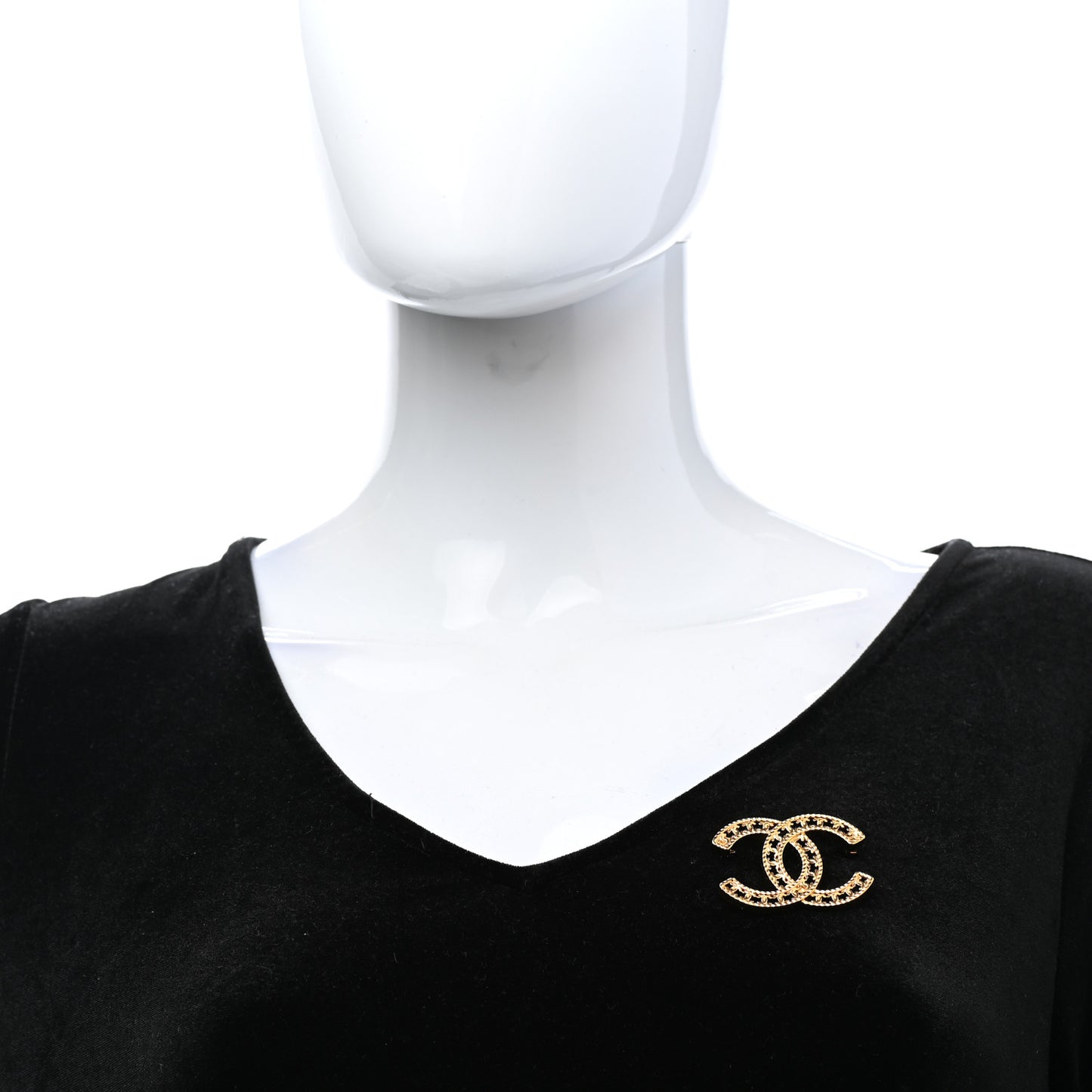 Metal CC Brooch Gold