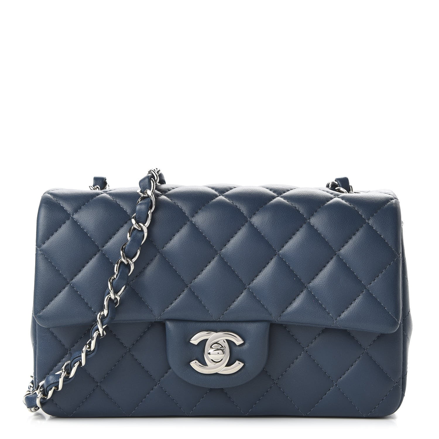 Chanel Lambskin Quilted Mini Rectangular Flap Dark Blue 1 of 11