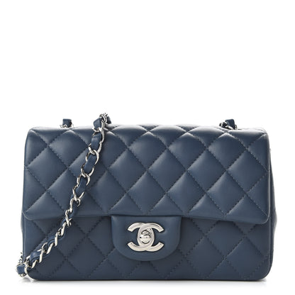 Chanel Lambskin Quilted Mini Rectangular Flap Dark Blue 1 of 11