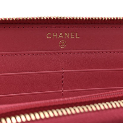 Chanel Caviar Quilted Large Filigree Zip Around Wallet Pink 6 of 11