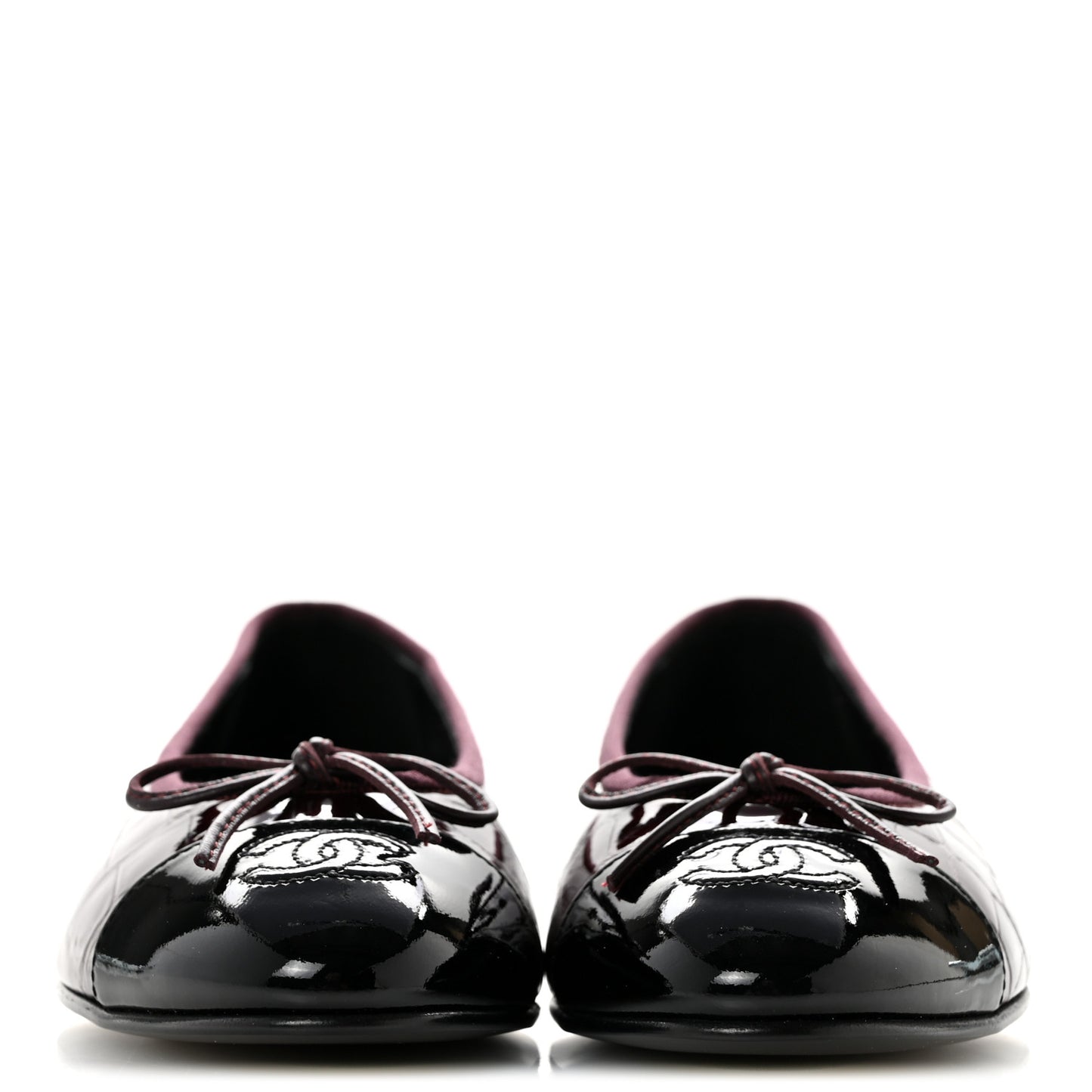 Patent Calfskin Crocodile Embossed Ballerina Flats 37 Dark Burgundy Black