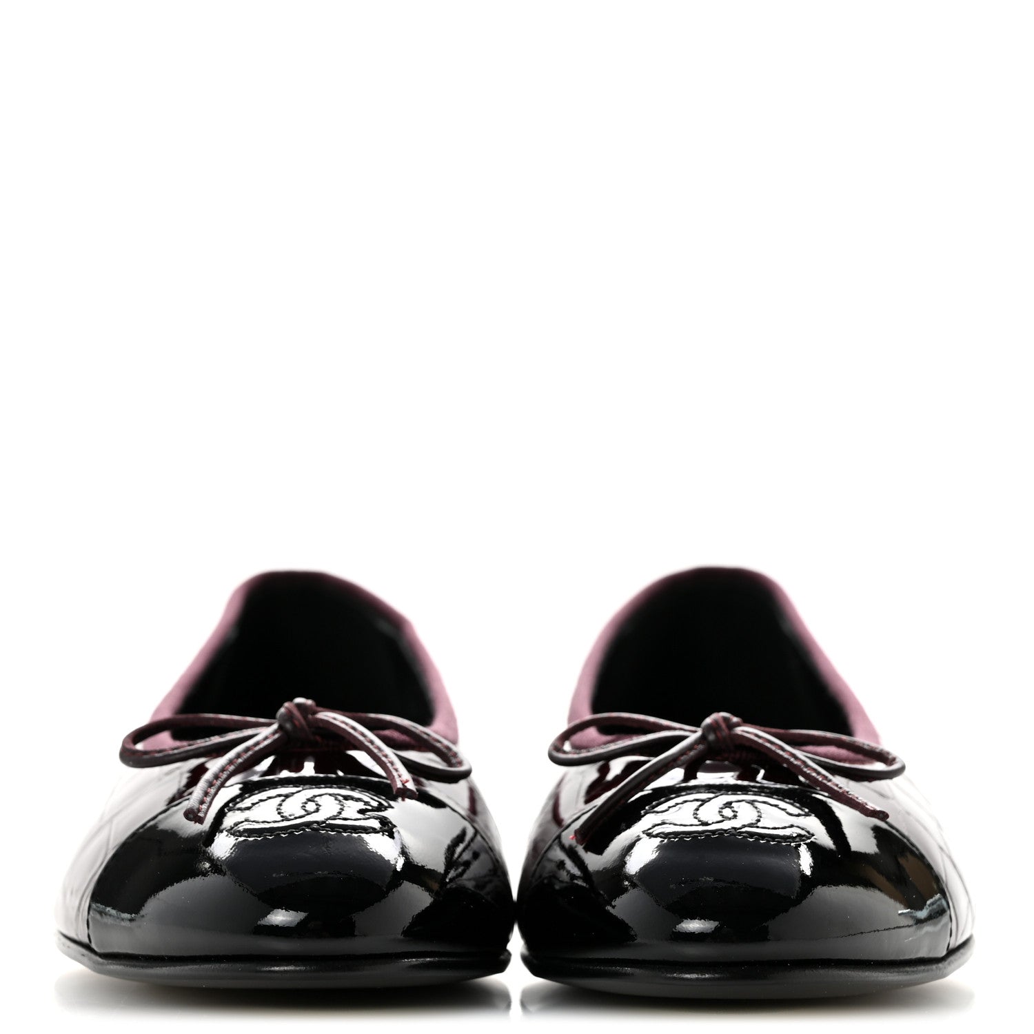 Chanel Patent Calfskin Crocodile Embossed Ballerina Flats 37 Dark Burgundy Black 3 of 11