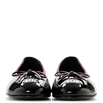 Chanel Patent Calfskin Crocodile Embossed Ballerina Flats 37 Dark Burgundy Black 3 of 11