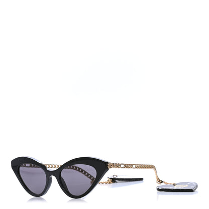 Gucci Chain Cat Eye GG0978S Sunglasses Black Gold 1 of 5