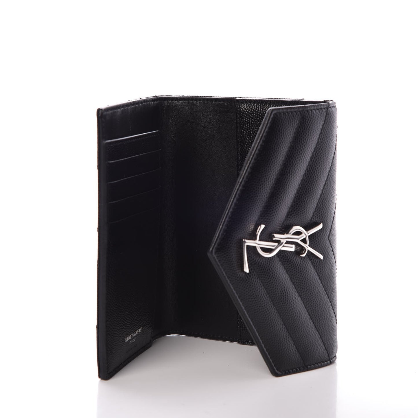 Grain De Poudre Matelasse Chevron Small Monogram Passport Case Black