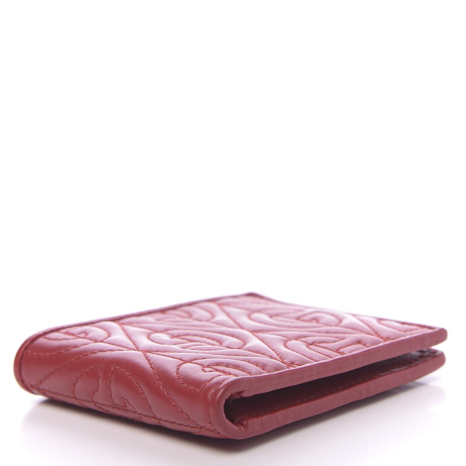Gucci Calfskin G Rhombus Quilted Bi-Fold Wallet Hibiscus Red 4 of 7