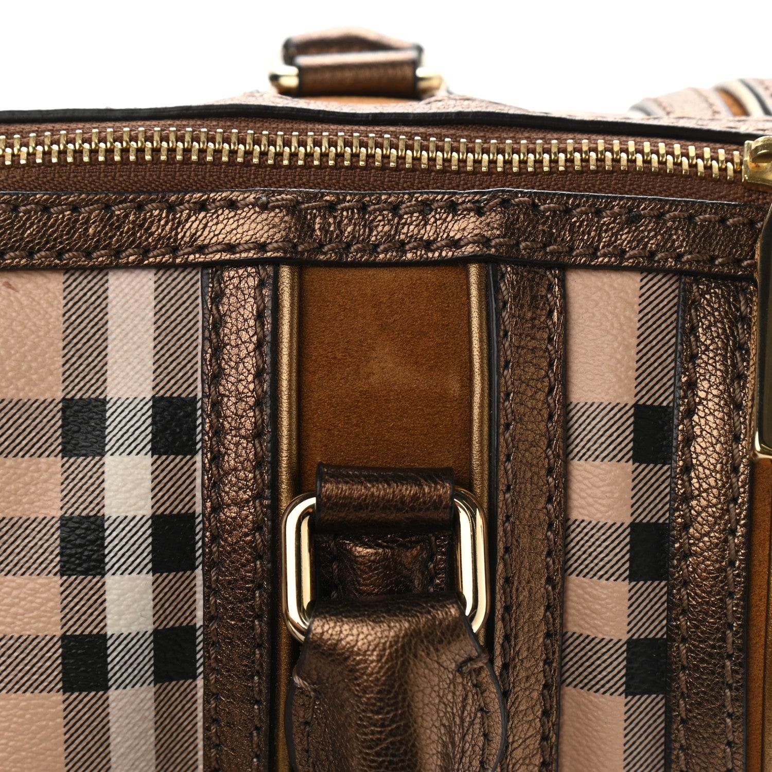 Burberry Haymarket Check Medium Alchester Bowling Bag Bronze 12 of 14