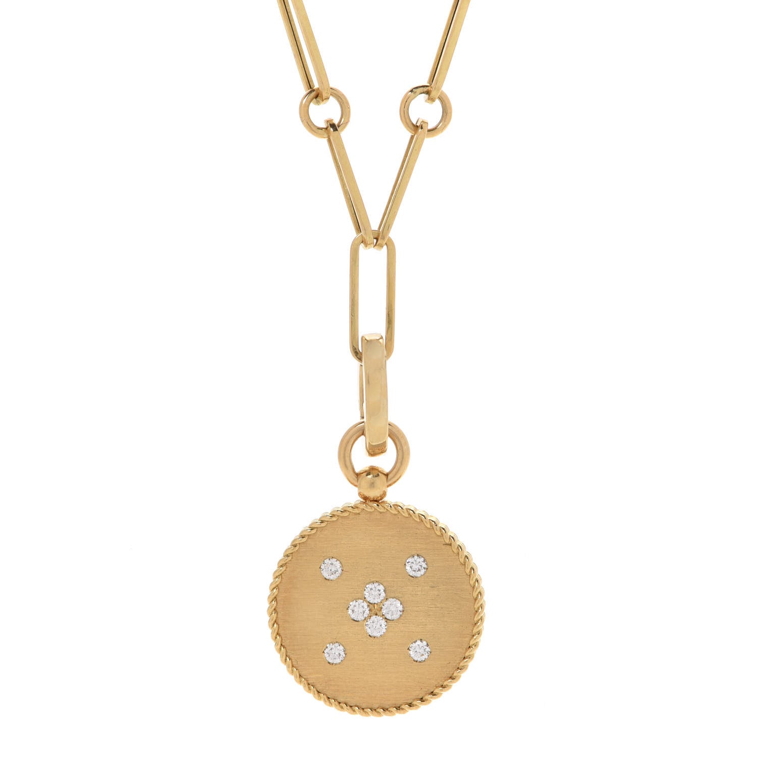 Roberto Coin 18K Yellow Gold Diamond Venetian Princess Small Medallion Pendant Necklace 3 of 6