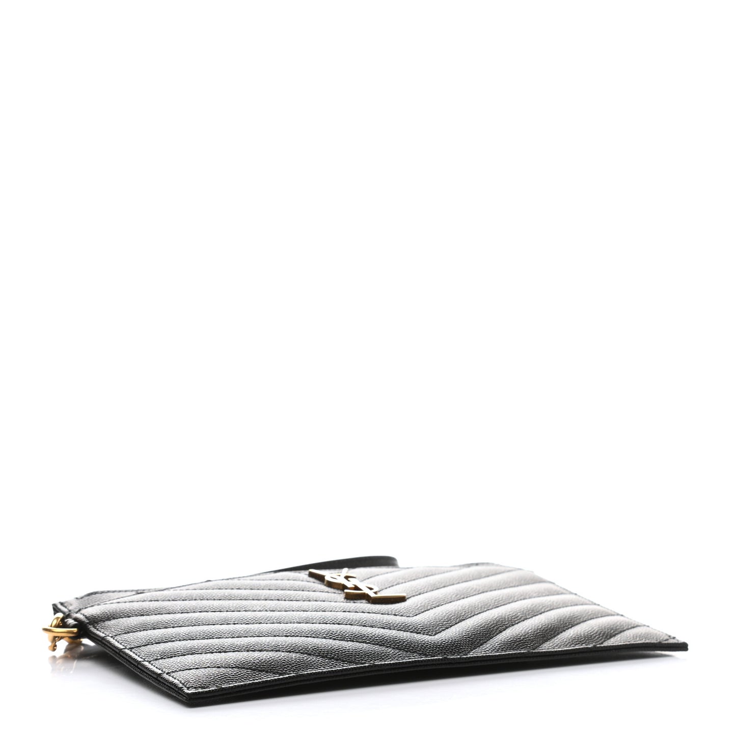 Grain De Poudre Chevron Monogram Large Bill Pouch Black