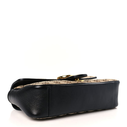 Gucci Monogram Matelasse Diagonal Small GG Marmont Shoulder Bag Beige Black 4 of 9