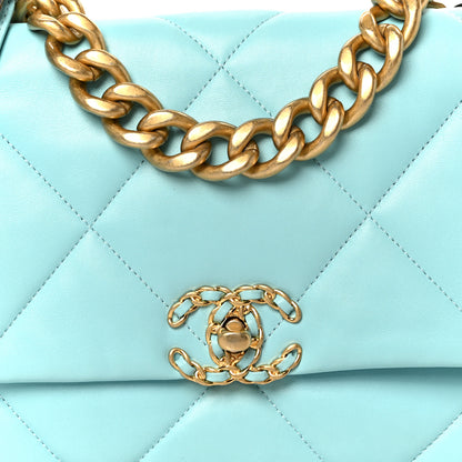 Chanel Lambskin Quilted Large Chanel 19 Flap Light Blue 8 of 10