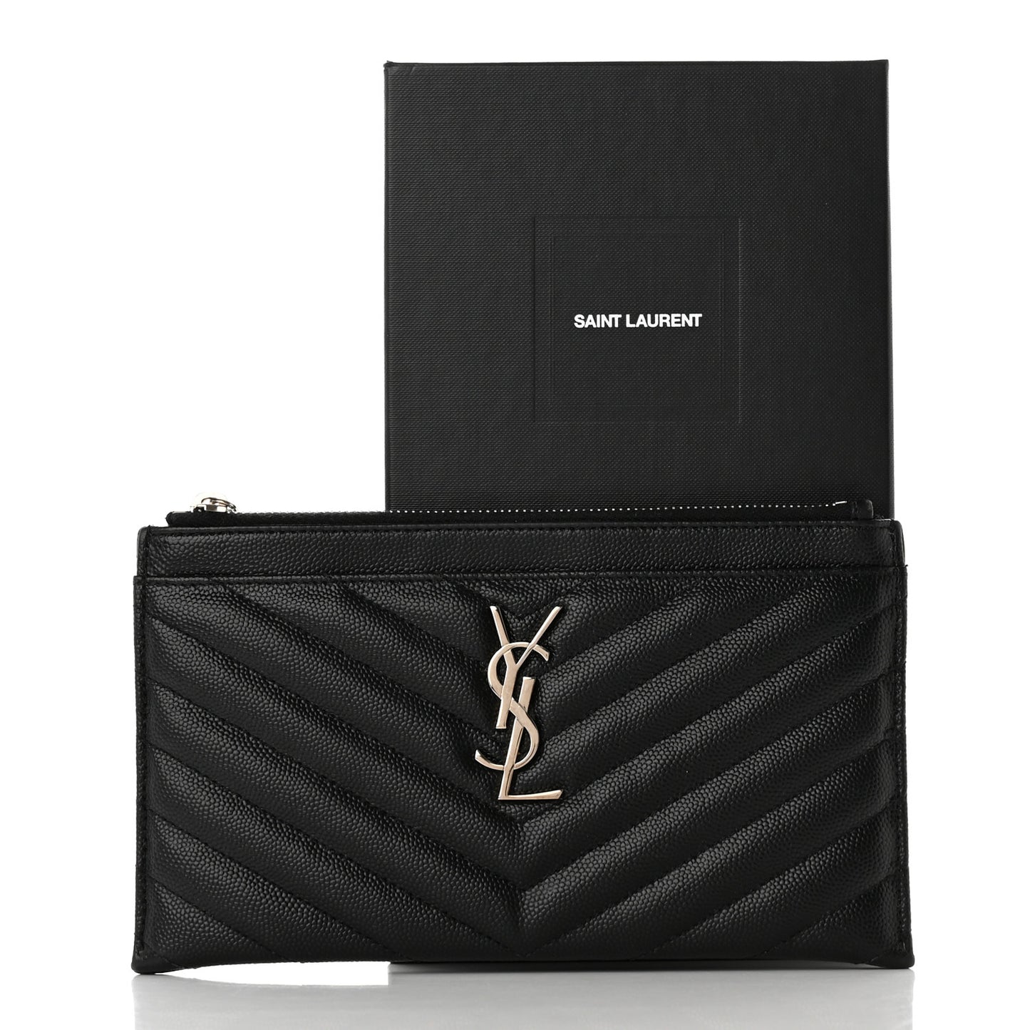 Grain De Poudre Chevron Monogram Bill Pouch Black