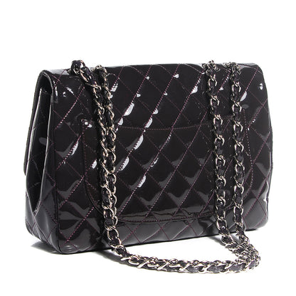 Chanel Patent Quilted Jumbo Single Flap Dark Purple 3 of 8