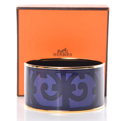 Hermes Enamel Printed Extra Wide Balcons du Guadalquivir Bracelet 70 Blue 6 of 6