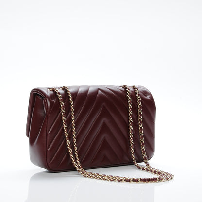Chanel Lambskin Medium Surpique Chevron Single Flap in Burgundy 3 of 8
