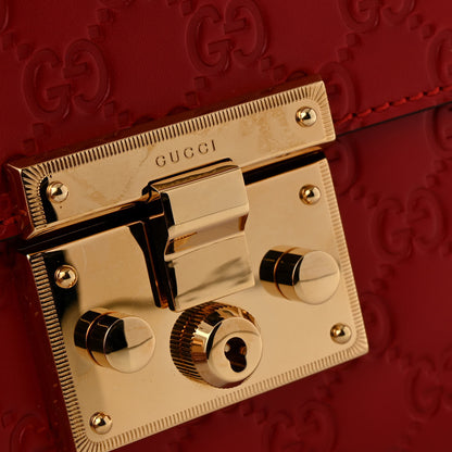 Gucci Guccissima Medium Padlock Shoulder Bag Hibiscus Red 11 of 12
