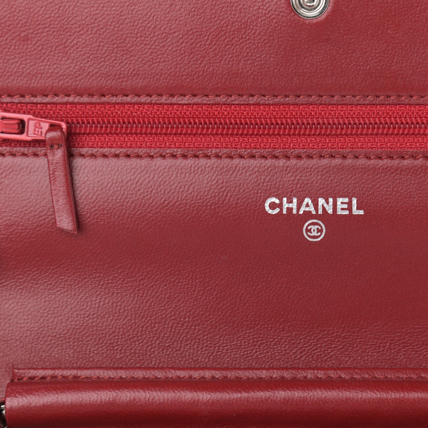 Chanel Lambskin Camellia Embossed Wallet On Chain WOC Red 6 of 12