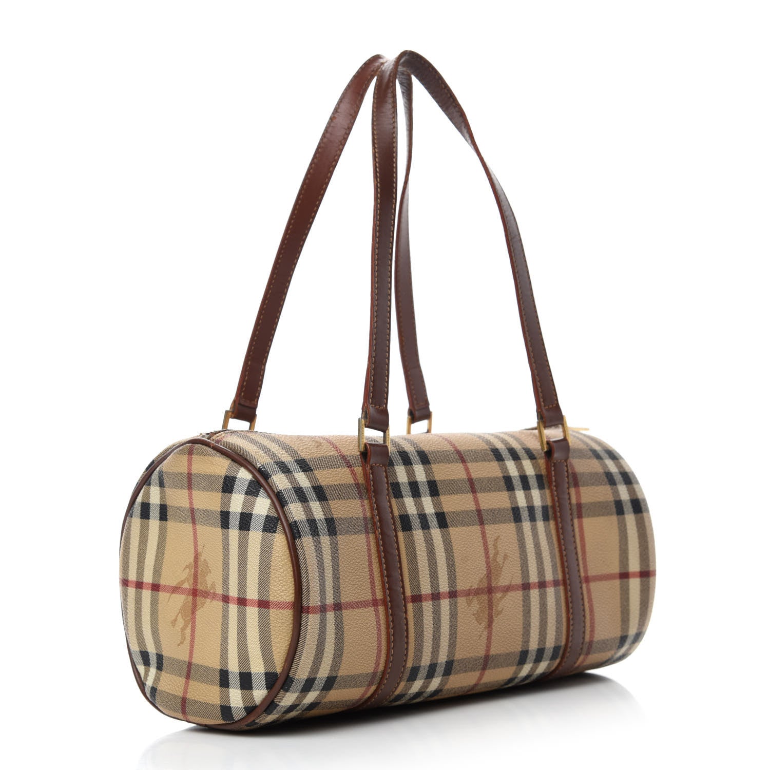 Burberry Haymarket Check Barrel Bag Brown 3 of 12