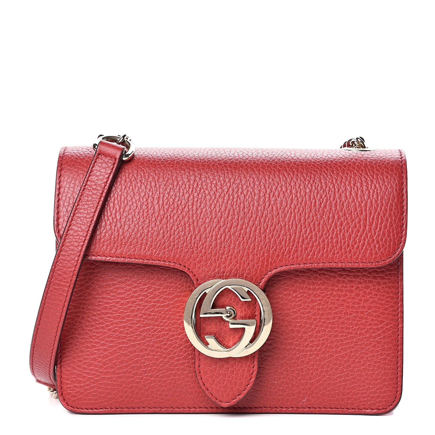 Gucci Dollar Calfskin Small Interlocking G Shoulder Bag Red 1 of 14