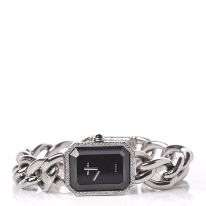 Chanel Stainless Steel Diamond Bezel 20mm Chain Premiere Quartz Watch Black S 3 of 8