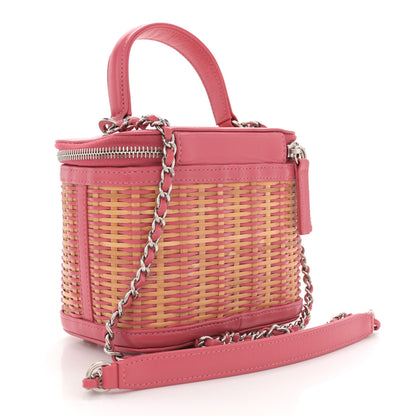 Chanel Calfskin Raffia Small Take Away Vanity Case Bag Pink Beige 3 of 10