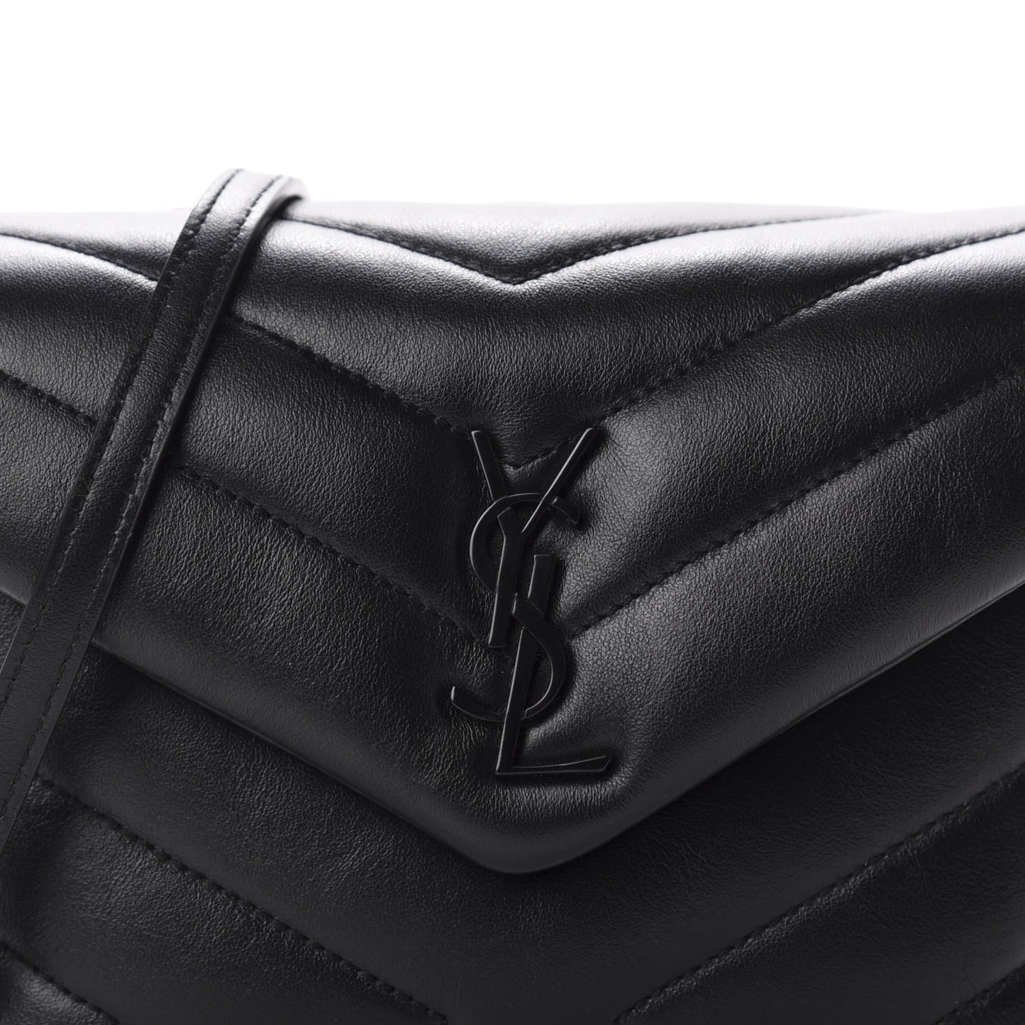 Calfskin Y Quilted Monogram Toy Loulou Crossbody Bag Black