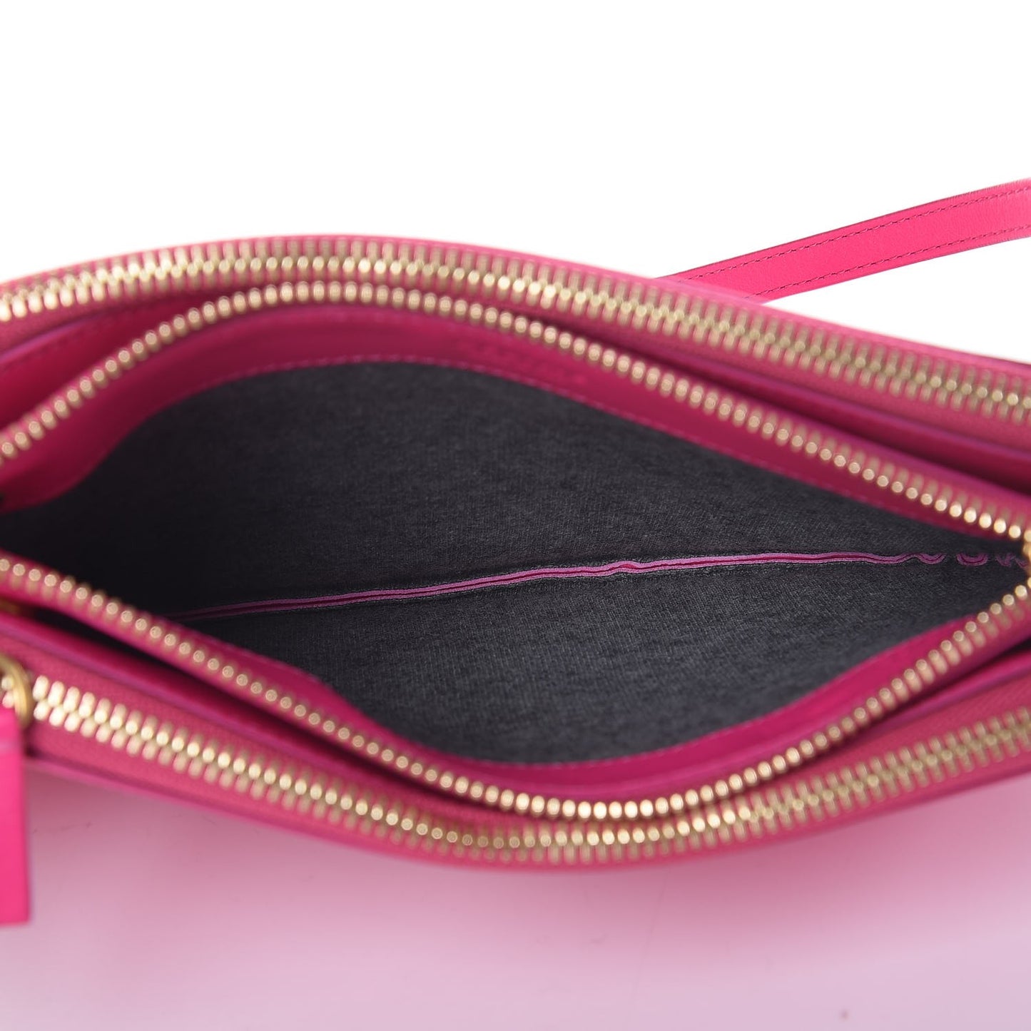 Lambskin Small Trio Crossbody Bag Fluo Pink