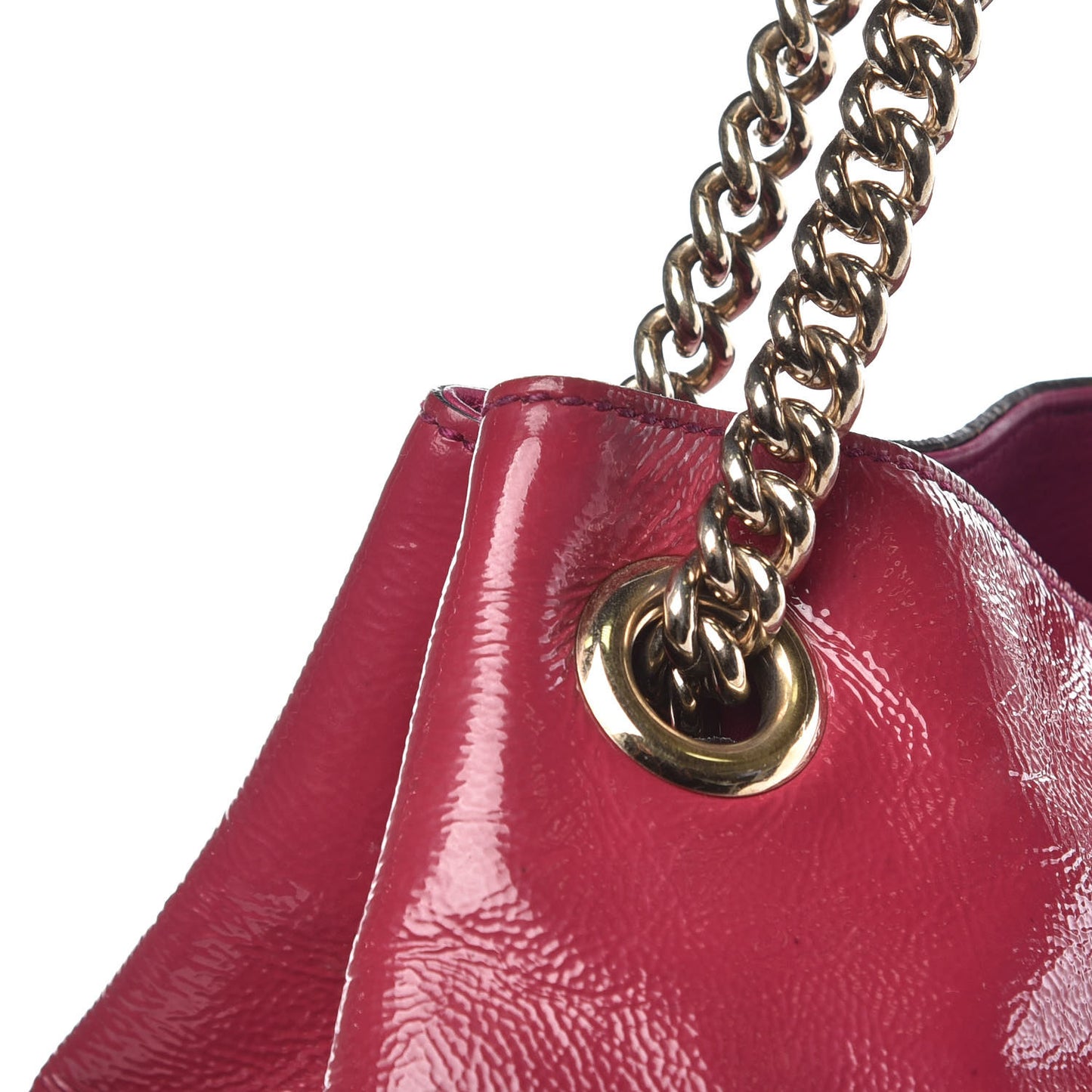 Vernice Naplack Medium Soho Chain Shoulder Bag Bright Bouganville