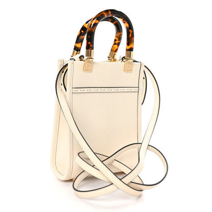 Fendi Vitello King Plexiglass Logo Embossed Mini Sunshine Shopper Tote White Ice 3 of 10