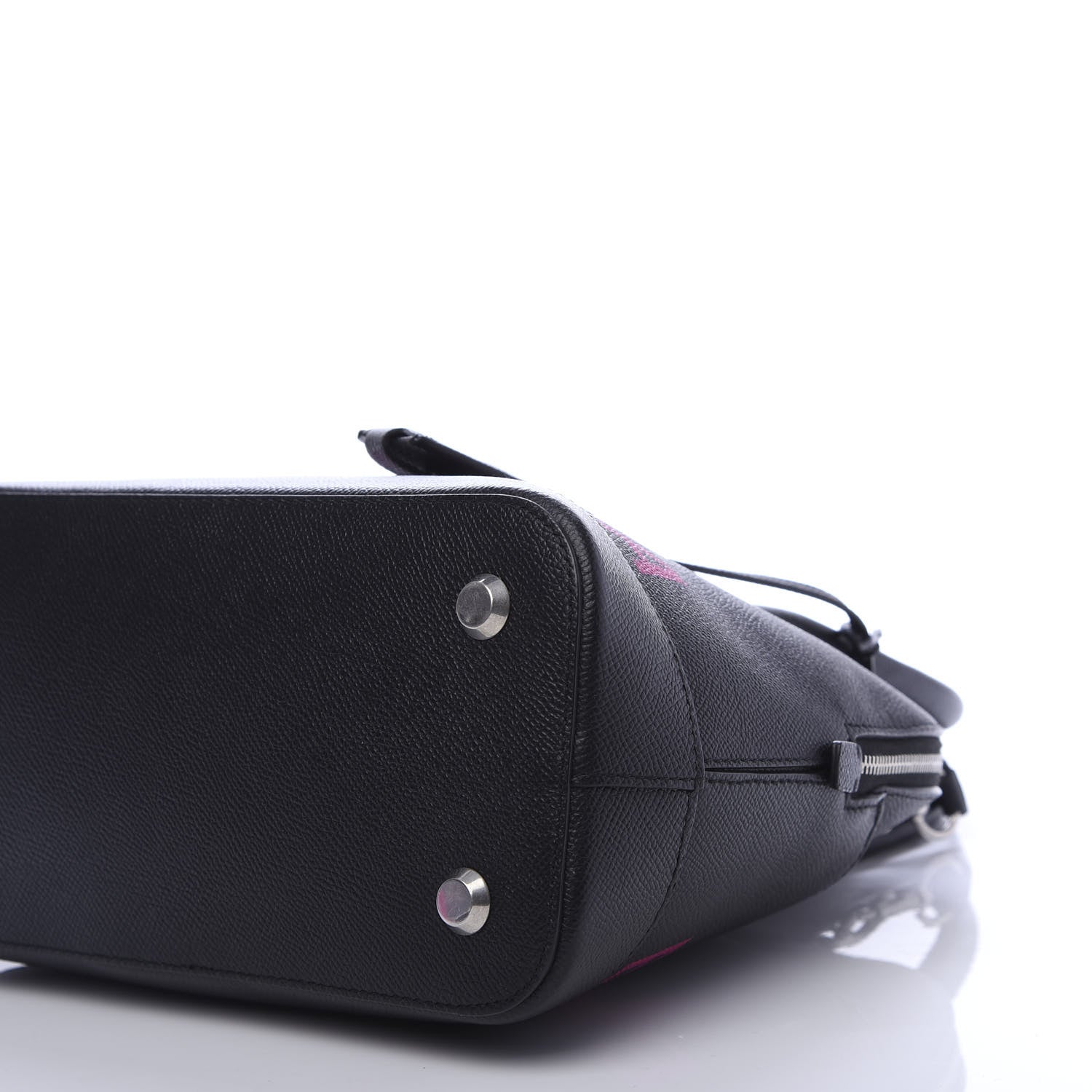 Balenciaga Signature Grained Calfskin Logo S Ville Top Handle Bag Black Rose Shocking 7 of 9