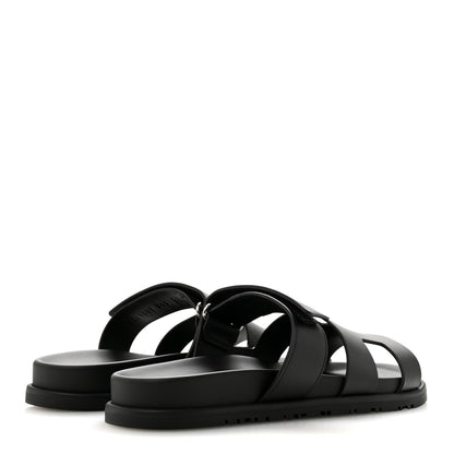 Hermes Calfskin Womens Chypre Sandals 38.5 Black 5 of 10