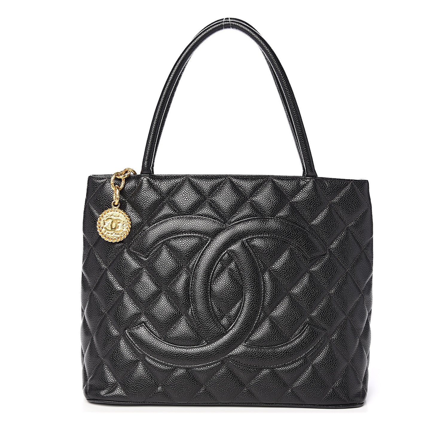 Caviar Quilted Medallion Tote Black