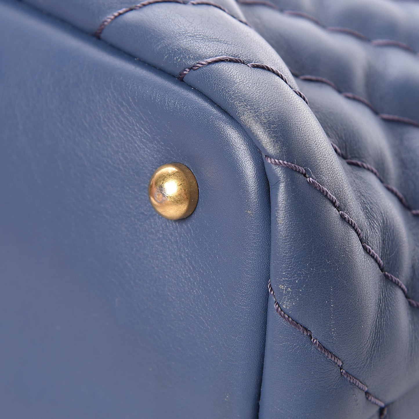 Calfskin Chevron Quilted Surpique Tote Blue