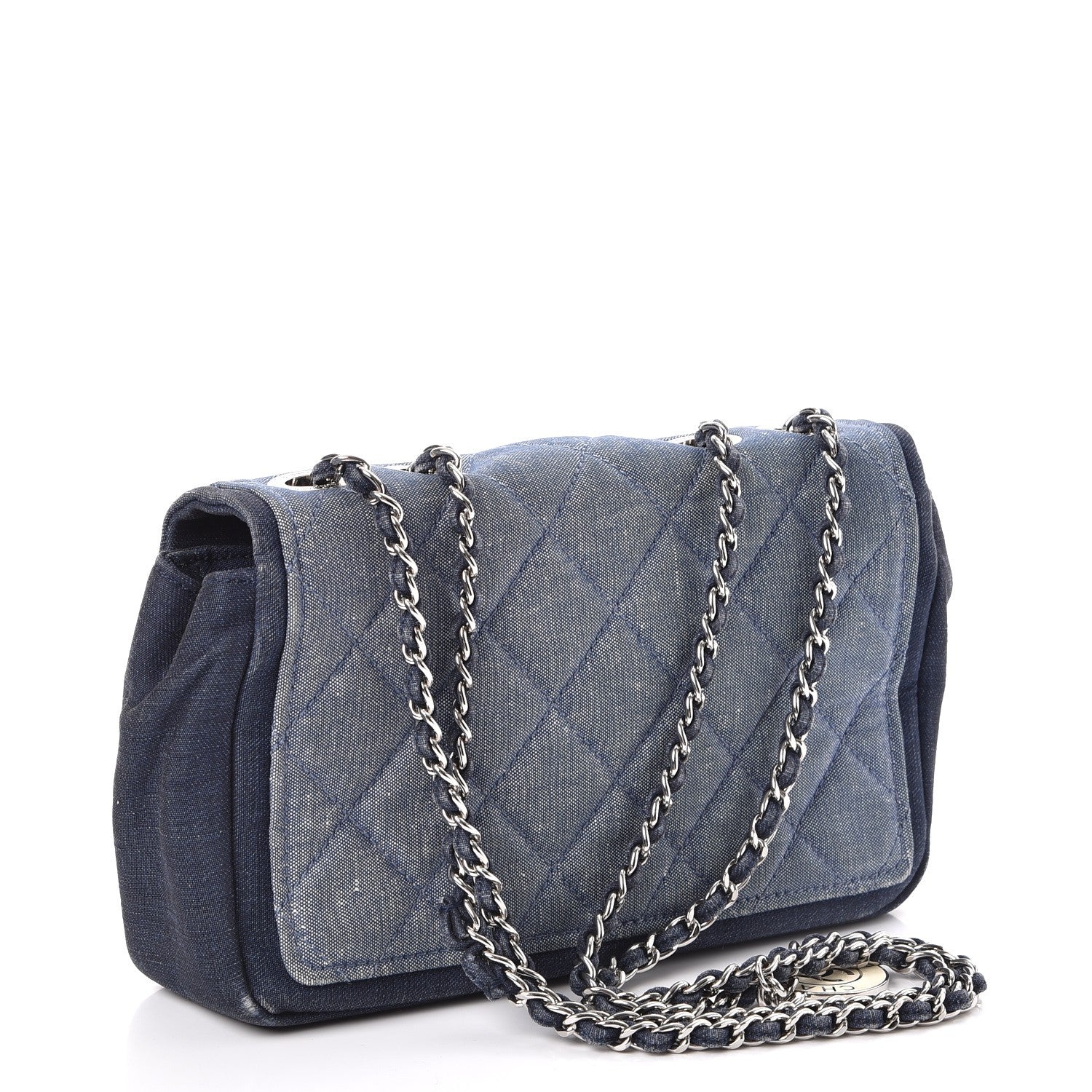 Chanel Denim Quilted Small Medallion Flap Light Blue 4 of 16