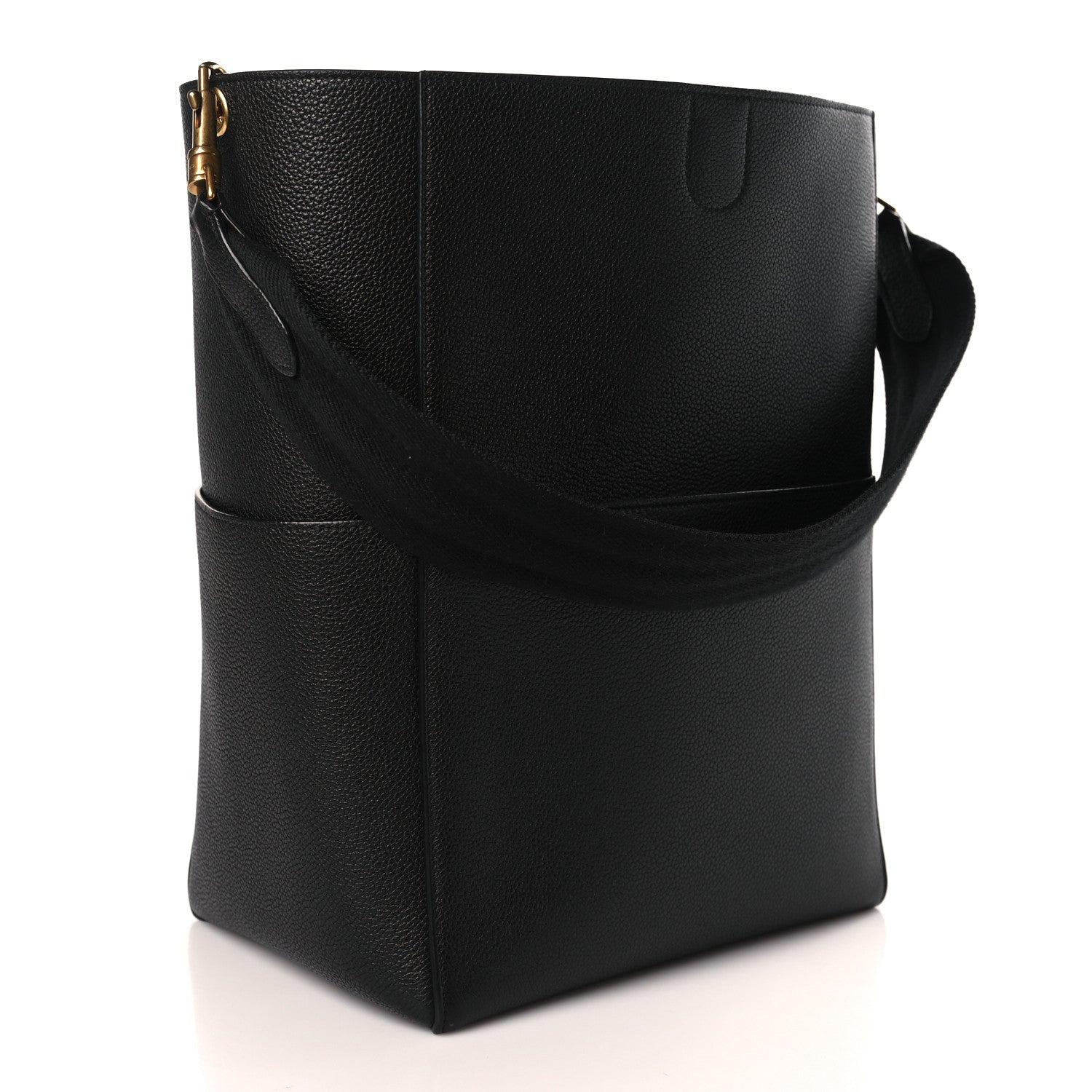 Celine Soft Grained Calfskin Sangle Bucket Bag Black 2 of 8