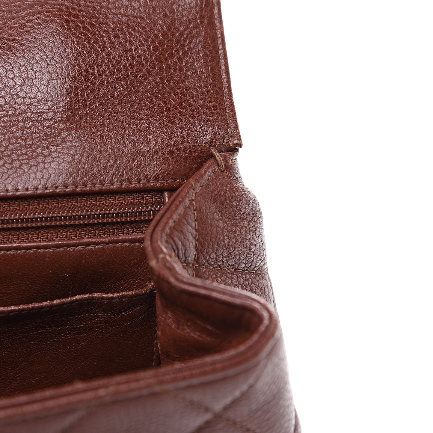 Caviar Quilted Jumbo Kelly Flap Brown