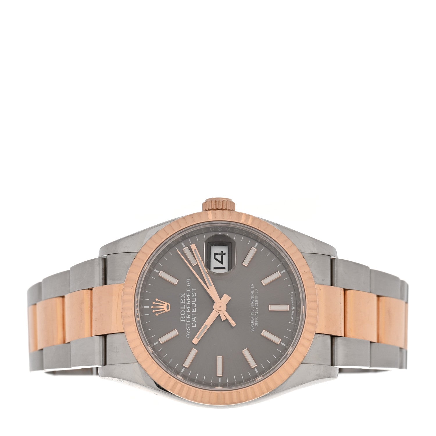 Rolex Stainless Steel 18K Everose Gold 36mm Oyster Perpetual Datejust Watch Slate 126231 2 of 5