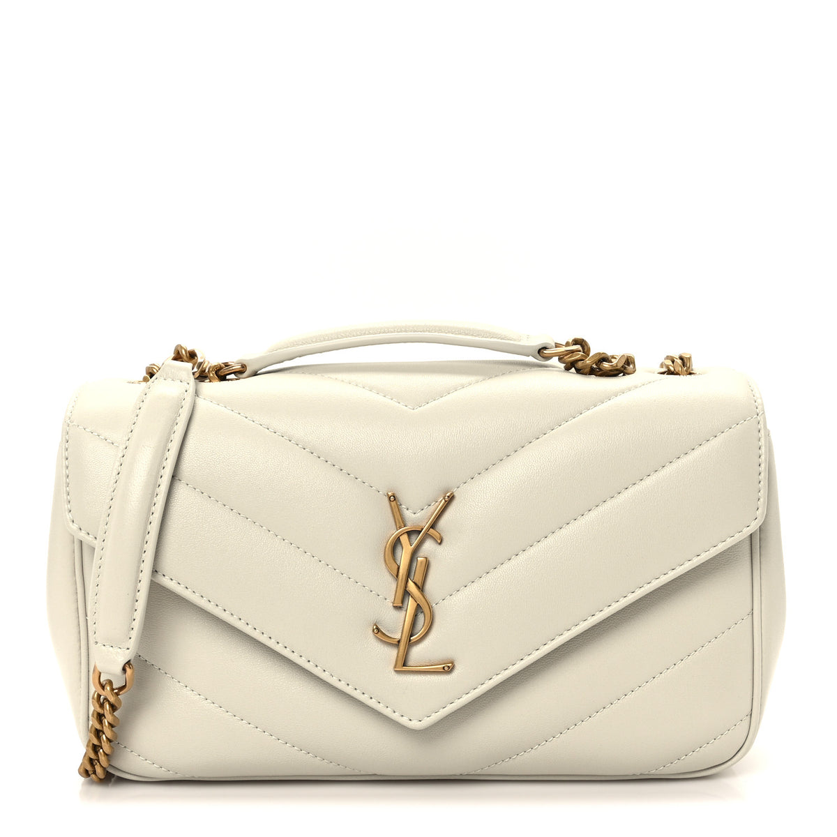 Saint Laurent Lambskin Chevron Quilted Small Loulou White 1 of 13