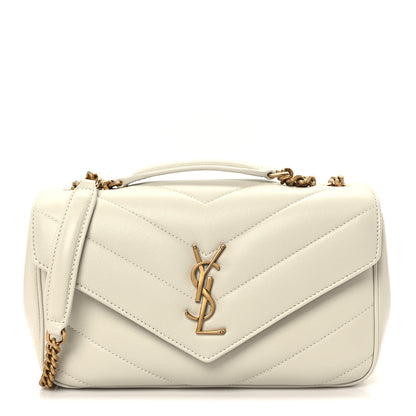Saint Laurent Lambskin Chevron Quilted Small Loulou White 1 of 13