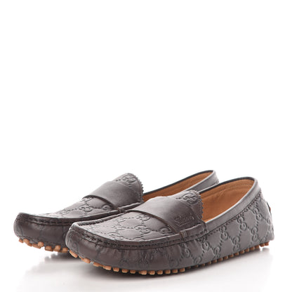 Gucci Soft Guccissima Womens Driver Loafers 37.5 Chocolate 3 of 13