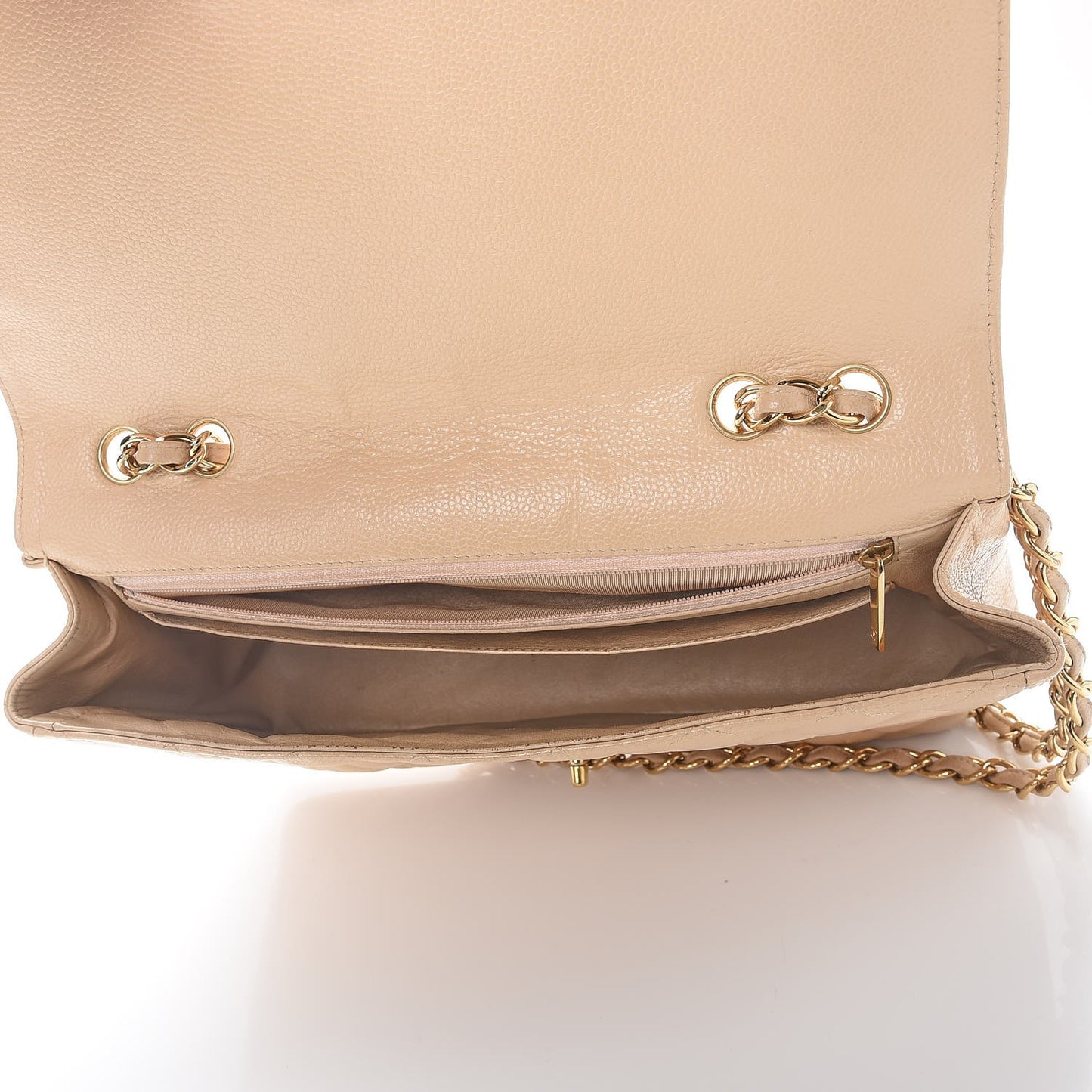 Caviar Quilted Jumbo Single Flap Beige Clair
