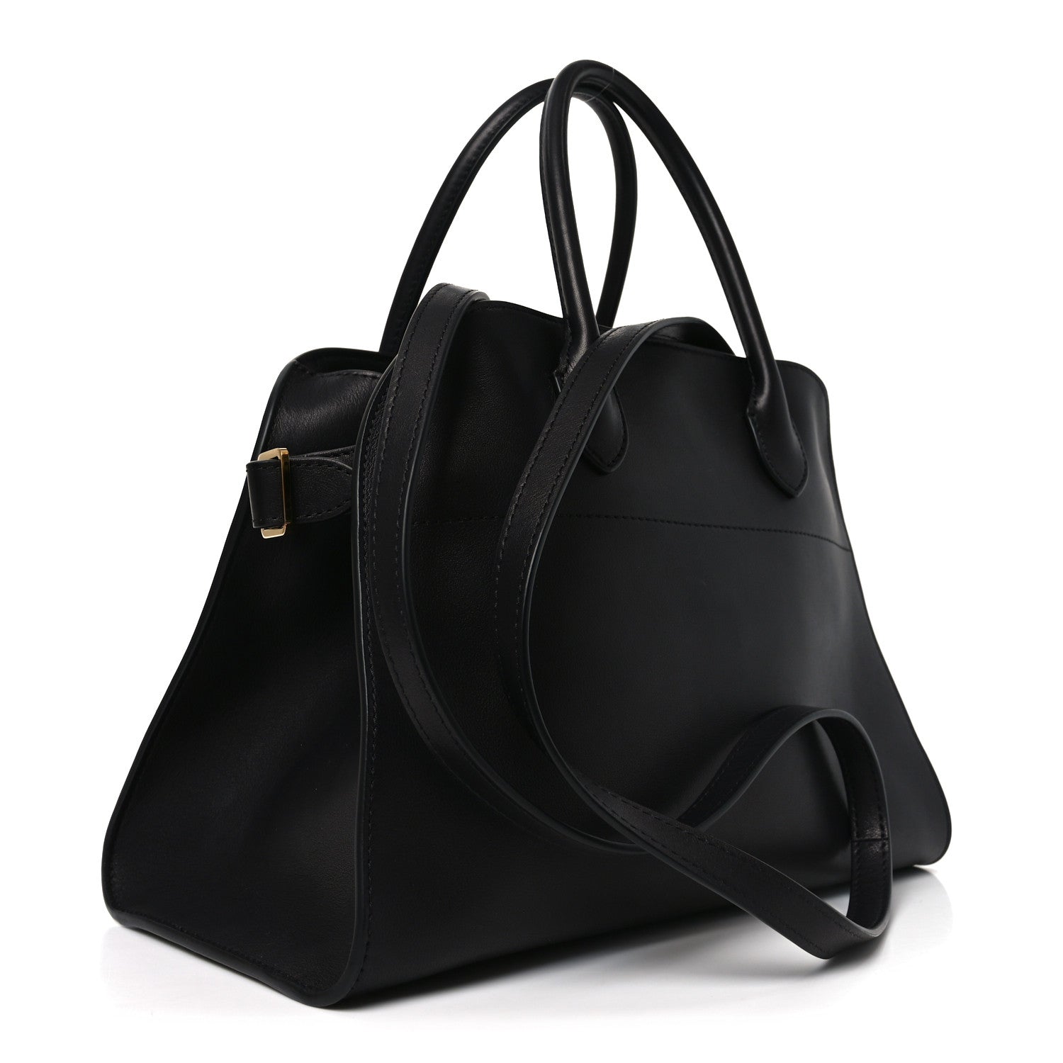 The Row Polished Saddle Calfskin Soft Margaux 12 Black 3 of 9