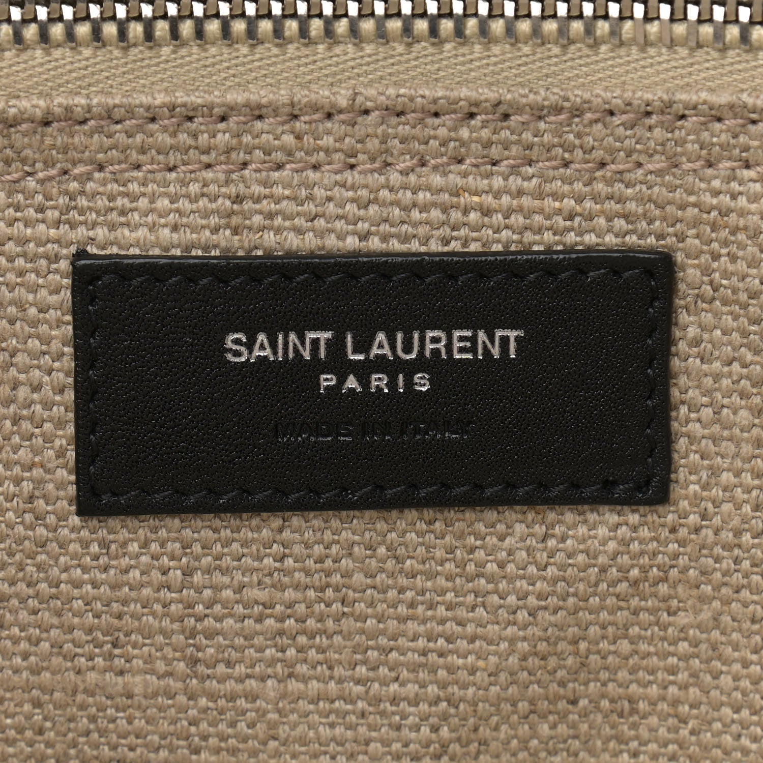 Saint Laurent Linen Calfskin Small Rive Gauche Tote Greggio Natural 6 of 12