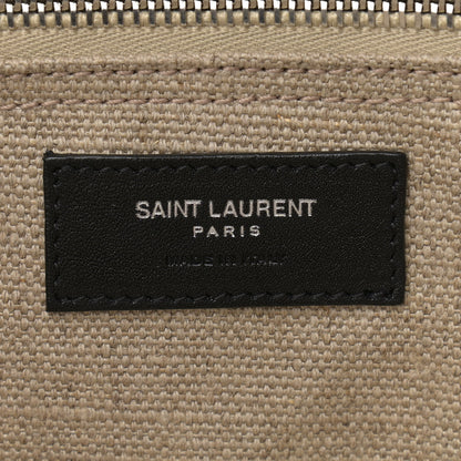 Saint Laurent Linen Calfskin Small Rive Gauche Tote Greggio Natural 6 of 12