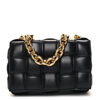 Bottega Veneta Lambskin Maxi Intreccio Padded Chain Cassette Crossbody Bag Black 1 of 13