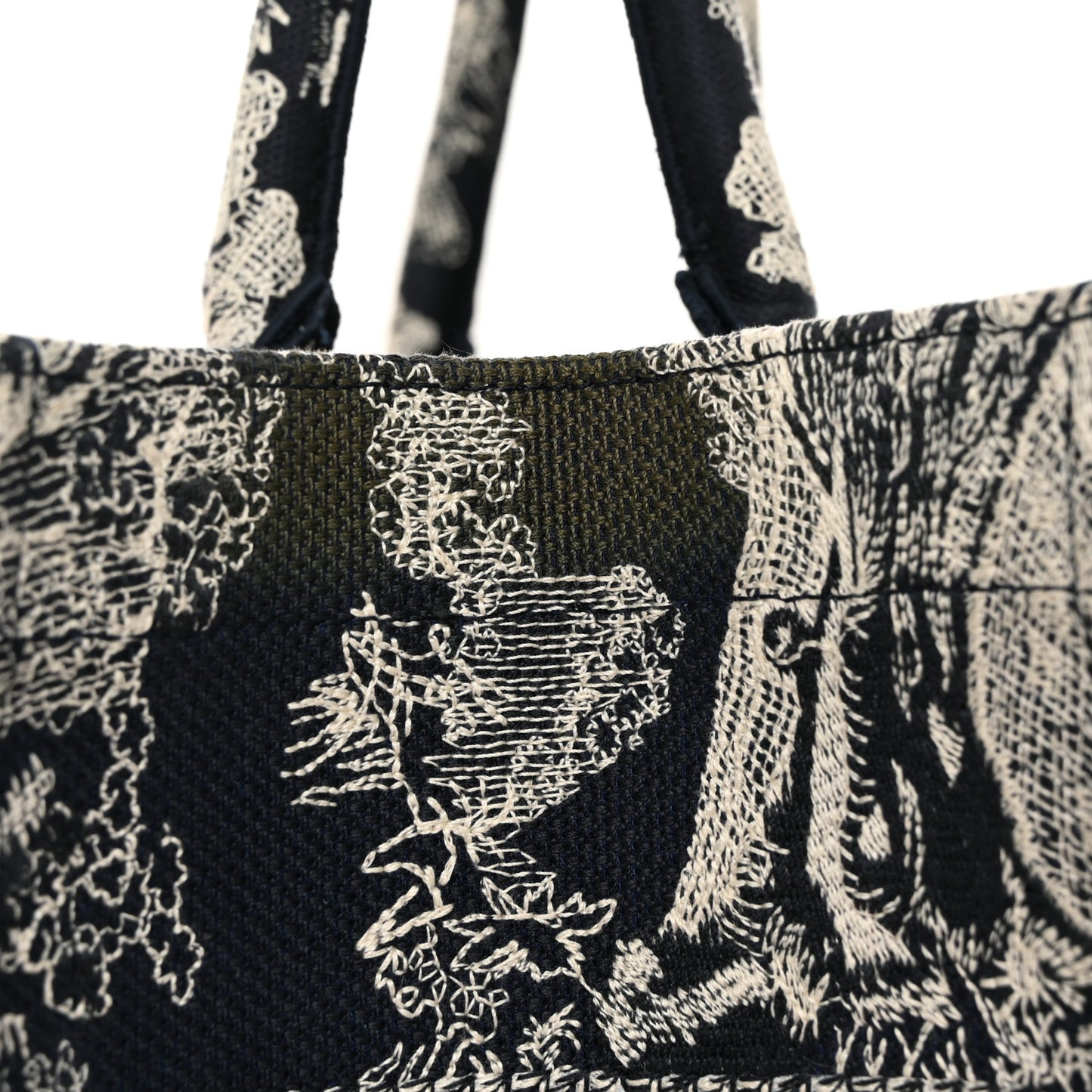 Canvas Embroidered Medium Toile De Jouy Reverse Book Tote Blue