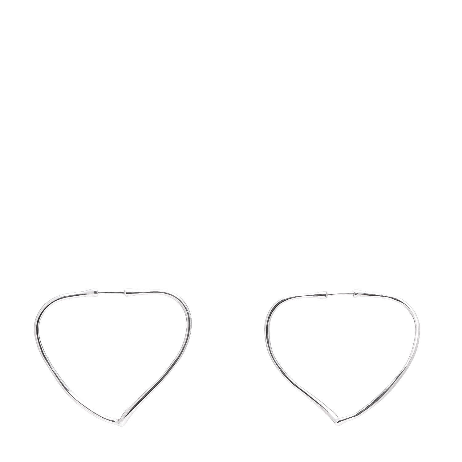 Tiffany Sterling Silver Small Elsa Peretti Open Heart Hoop Earrings 1 of 5