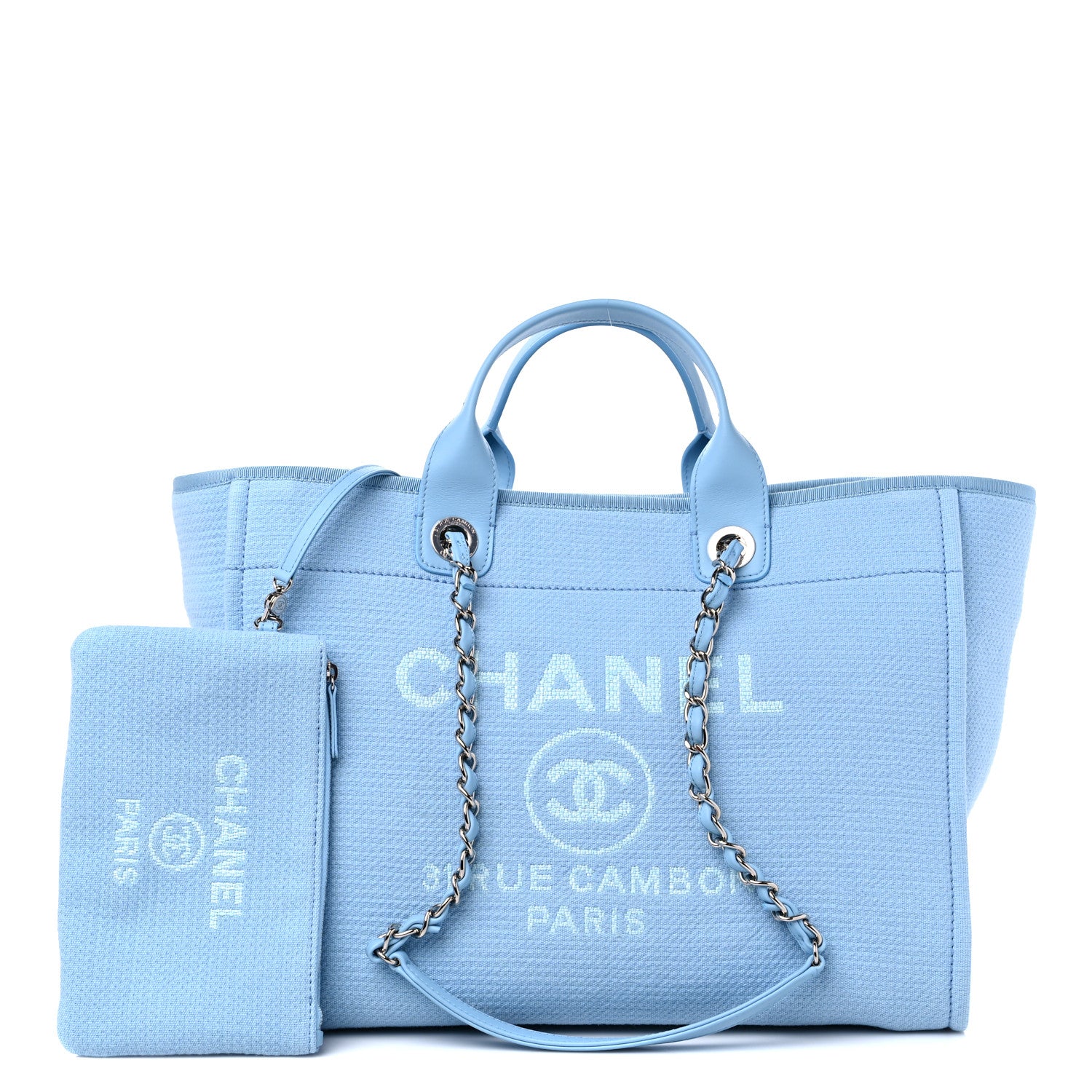 Chanel Mixed Fibers Medium Deauville Tote Light Blue 1 of 14